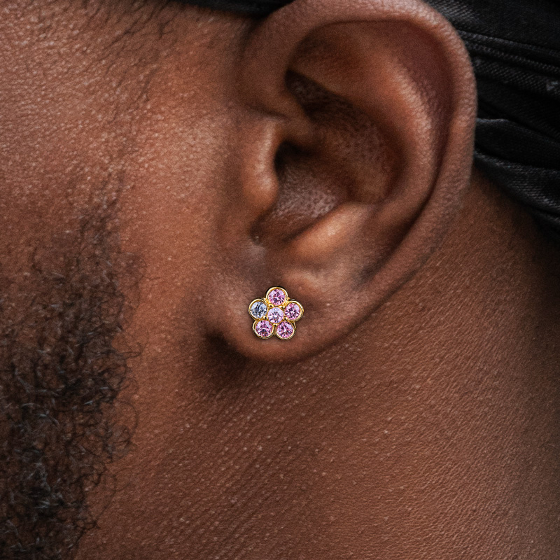 Asymmetric Color Flower Cluster Stud Earrings