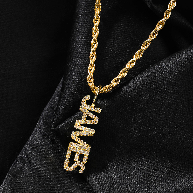 Iced Out Custom Name Vertical  Pendant