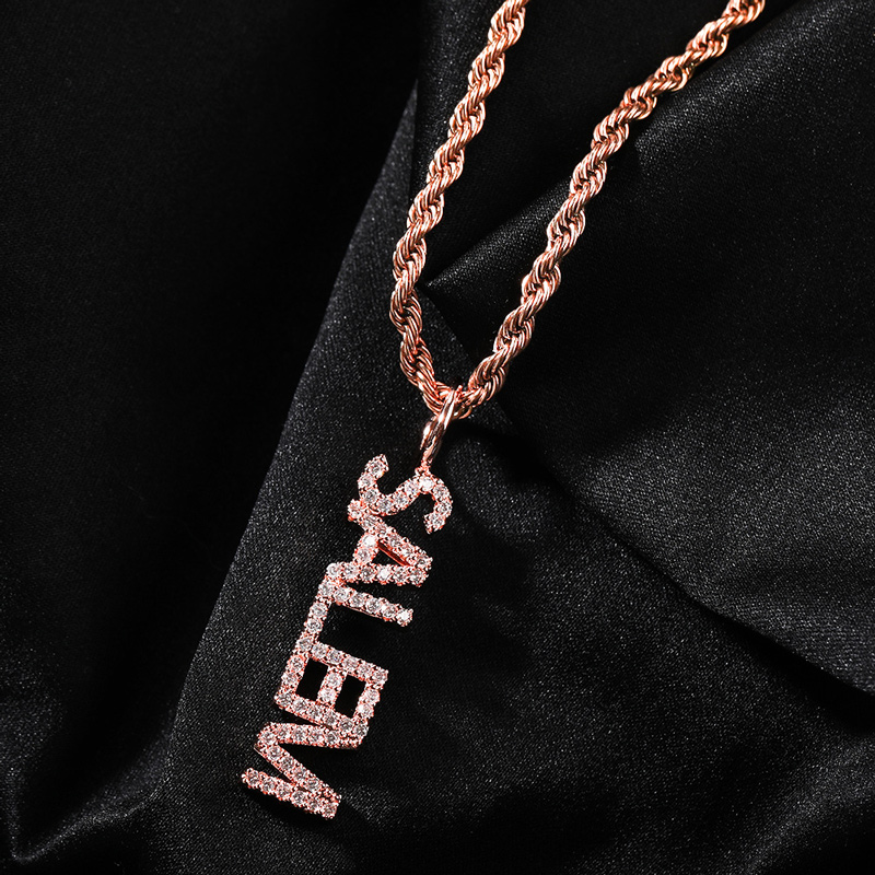 Iced Out Custom Name Vertical  Pendant