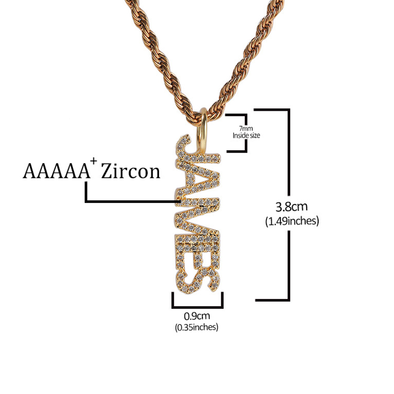 Iced Out Custom Name Vertical  Pendant