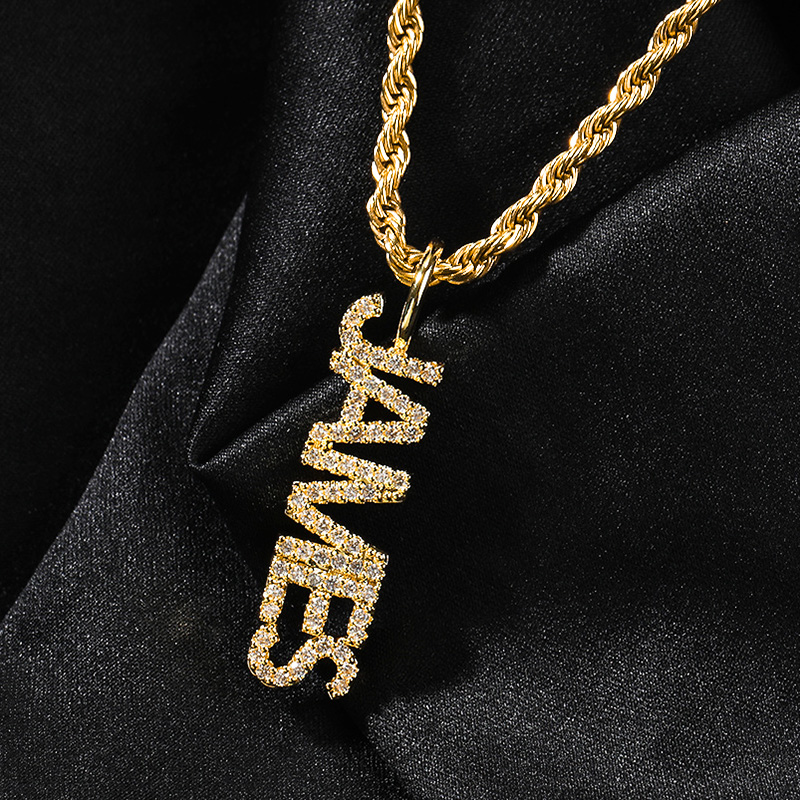 Iced Out Custom Name Vertical  Pendant