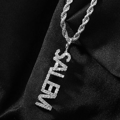 Iced Out Custom Name Vertical  Pendant