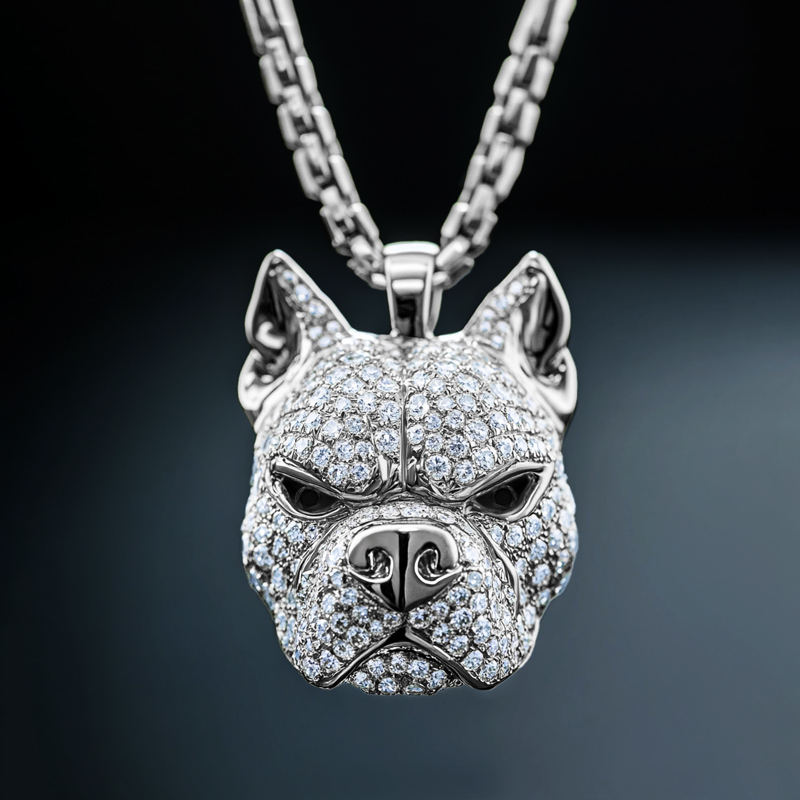 Iced Bull Dog Pendant