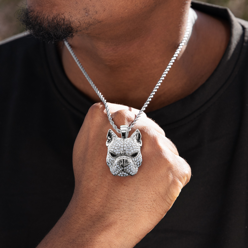 Iced Bull Dog Pendant