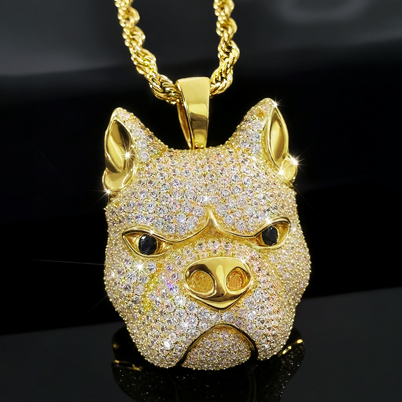 Iced Bull Dog Pendant