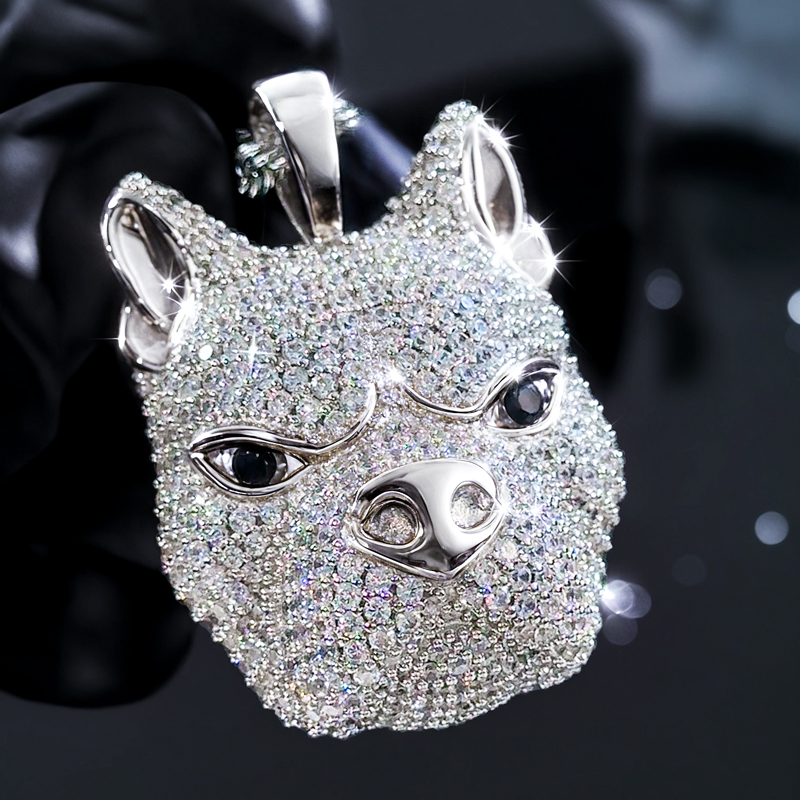 Iced Bull Dog Pendant