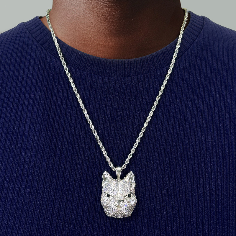 Iced Bull Dog Pendant