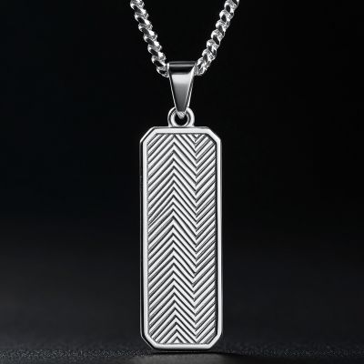 Vertical Bar Rectangular Dog Tag Pendant