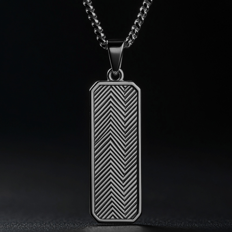 Vertical Bar Rectangular Dog Tag Pendant