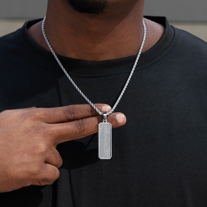 Vertical Bar Rectangular Dog Tag Pendant