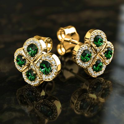 Lucky Four Leaf Stud Earrings