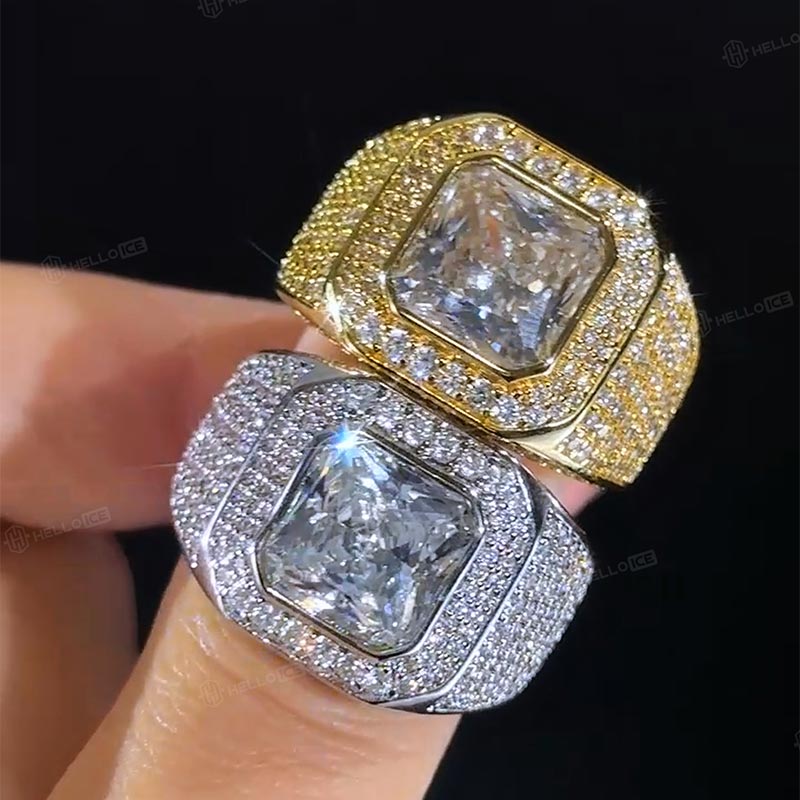 Men's Asscher Cut Micro Paved Ring
