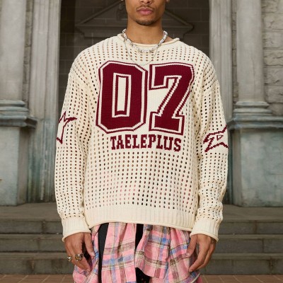 Openwork Jacquard Knit Sweater