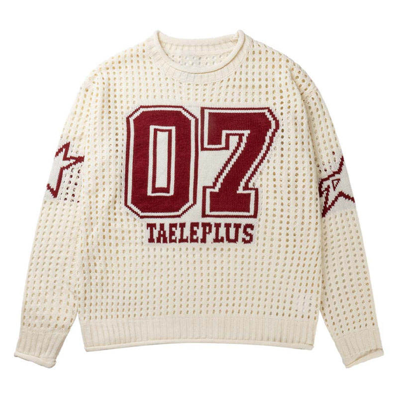 Openwork Jacquard Knit Sweater