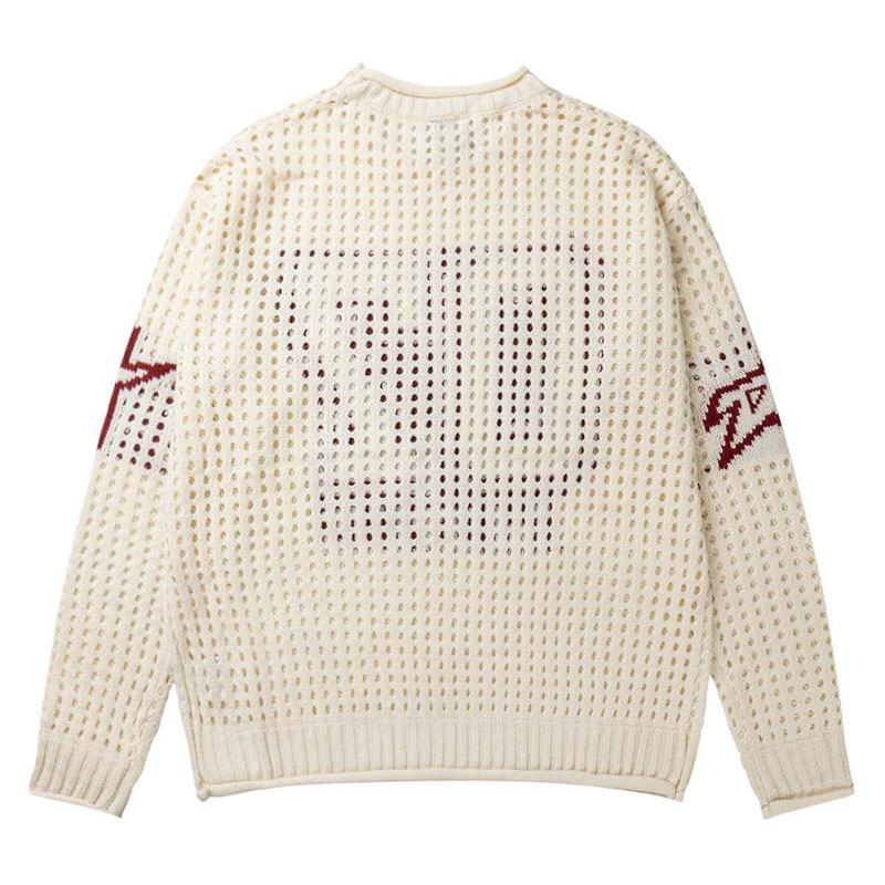 Openwork Jacquard Knit Sweater