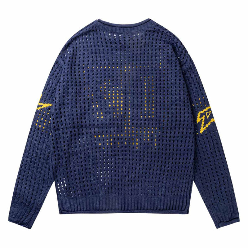 Openwork Jacquard Knit Sweater