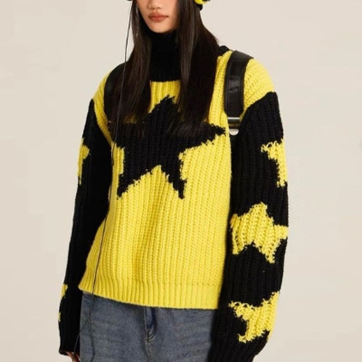 Y2K Clashing Stars Jacquard Sweater