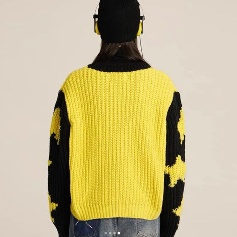 Y2K Clashing Stars Jacquard Sweater