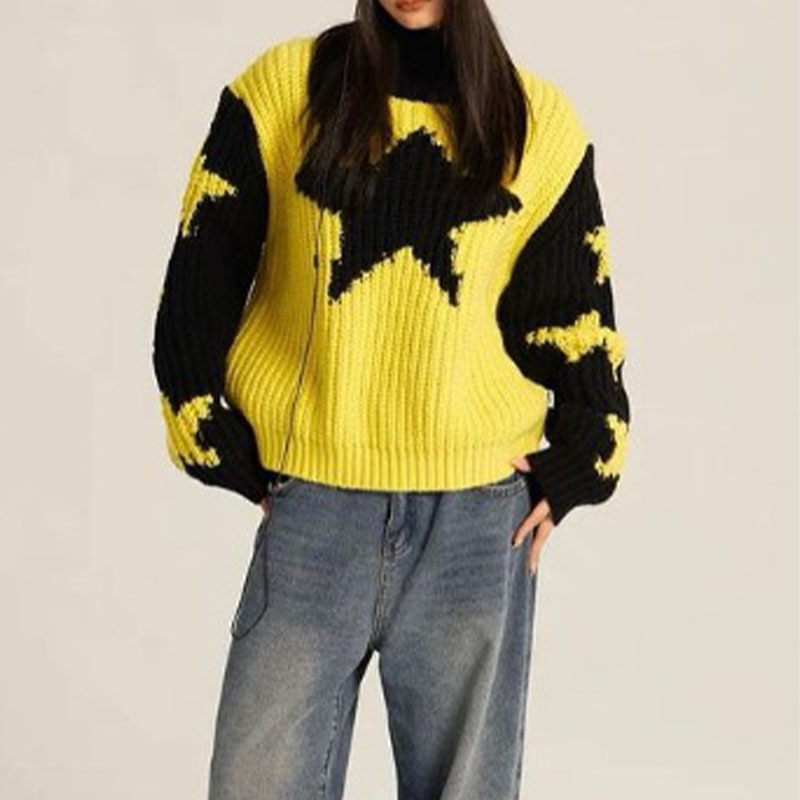 Y2K Clashing Stars Jacquard Sweater