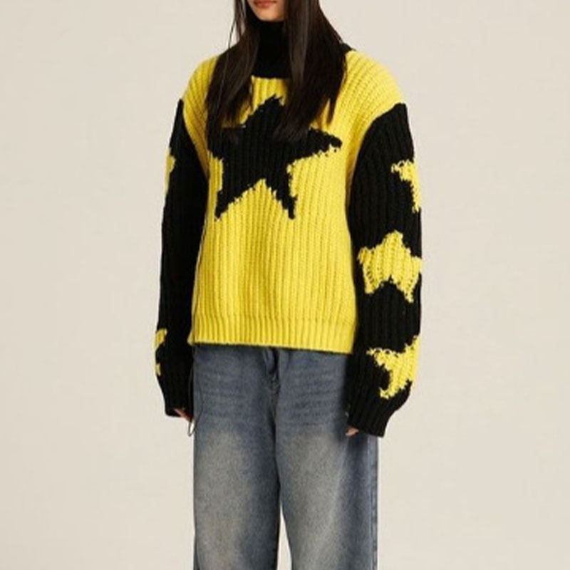 Y2K Clashing Stars Jacquard Sweater