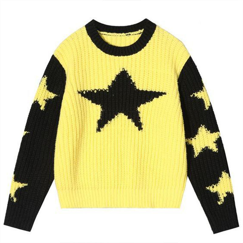 Y2K Clashing Stars Jacquard Sweater