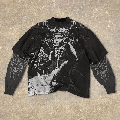 Gothic Vintage Graffiti Layered Shirts