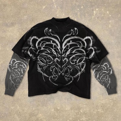 Gothic Vintage Graffiti Layered Shirts