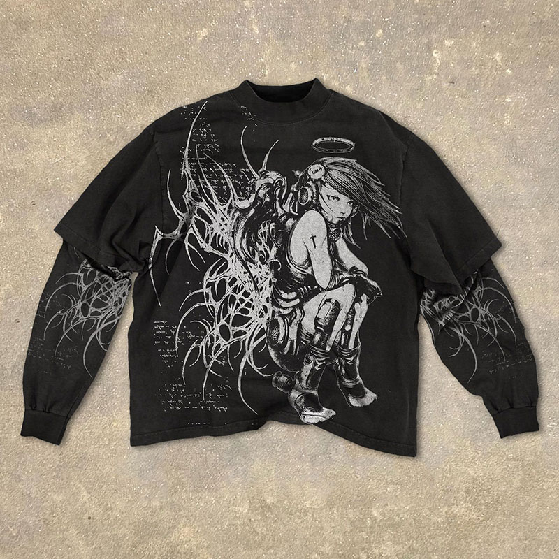 Gothic Vintage Graffiti Layered Shirts