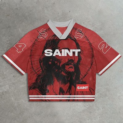 Religious Print Mesh Jersey