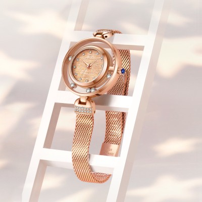 Iced Rolling Stone Women's Watch In Rose Gold