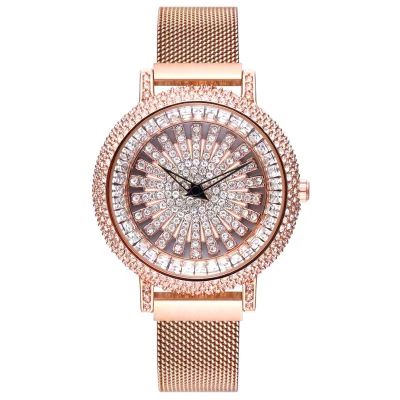 Iced Rotatable Dial Women's Watch With Stainless Steel Strap