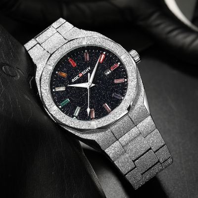 Iced Glitter Calendar Color Men's Watch