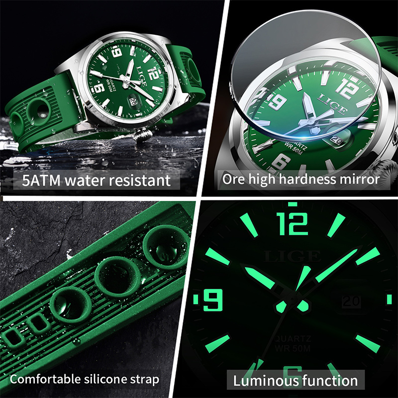 Multifunctional Calendar Silicone Men's Quartz Watch