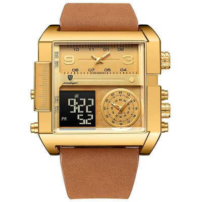 Square Men's Quartz Watch With Leather Strap