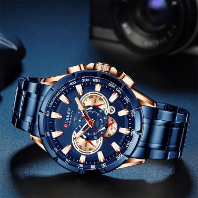 Luminous Calendar Men's Quartz Watch With Steel Strap