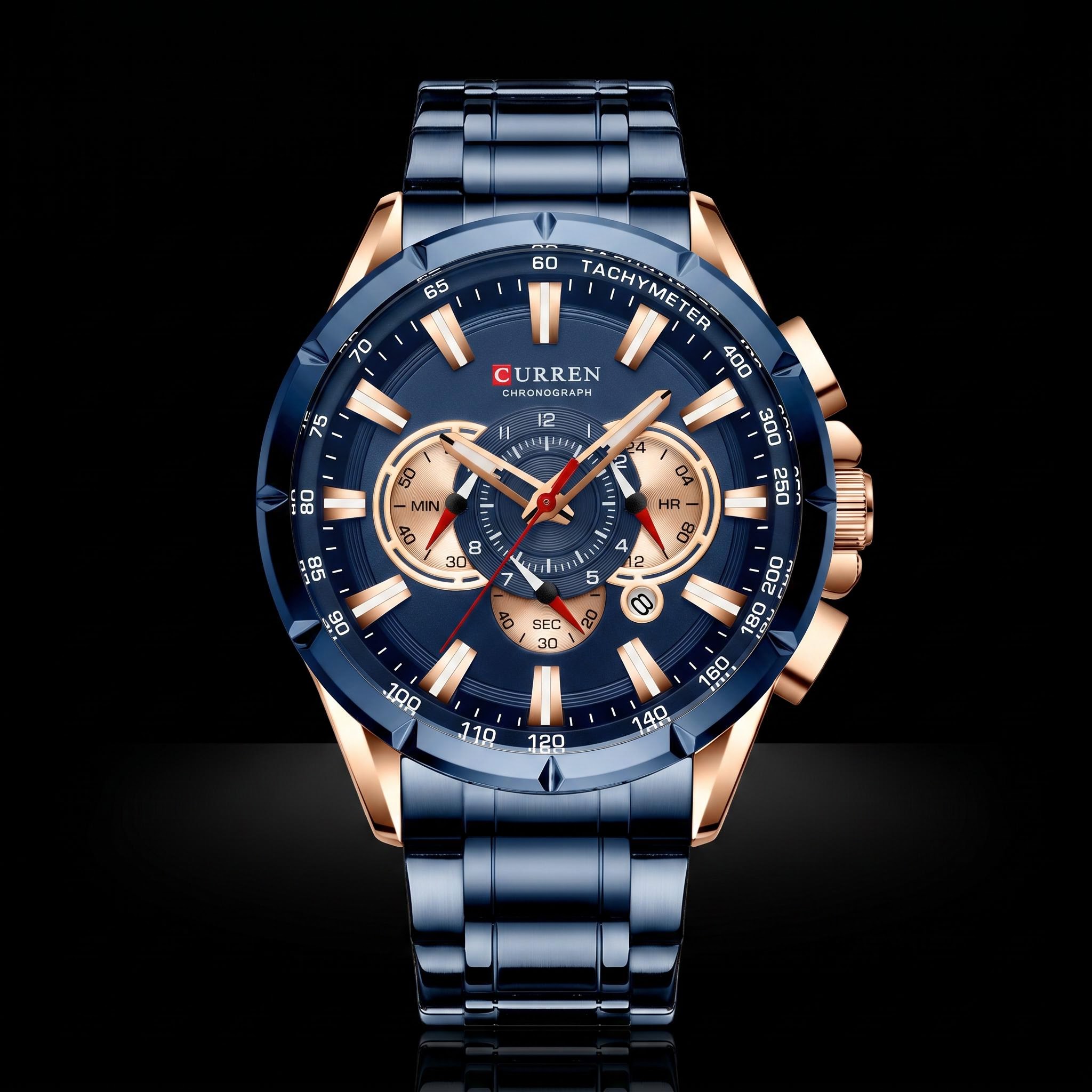 Luminous Calendar Men's Quartz Watch With Steel Strap