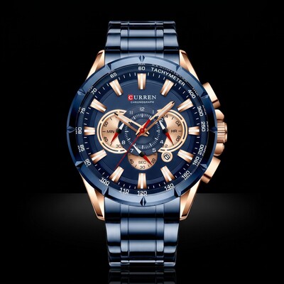 Luminous Calendar Men's Quartz Watch With Steel Strap