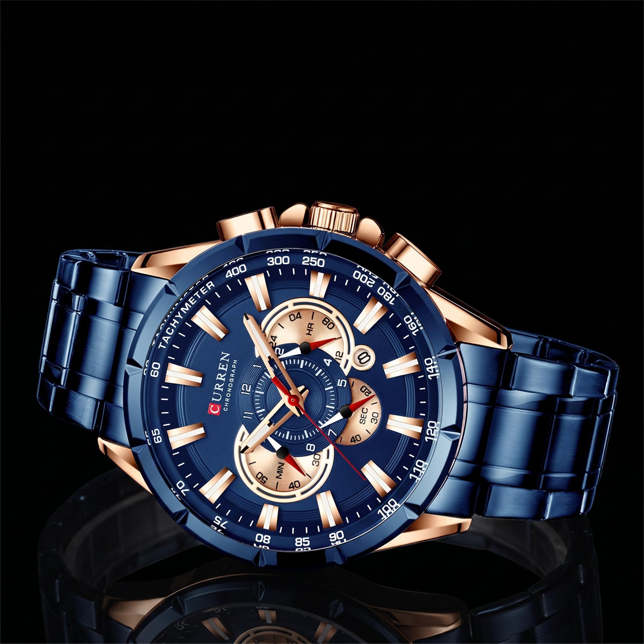 Luminous Calendar Men's Quartz Watch With Steel Strap