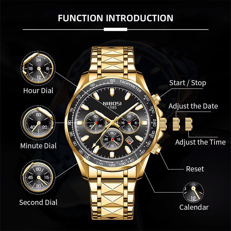 Waterproof Chronograph Date Men’s Quartz Watch