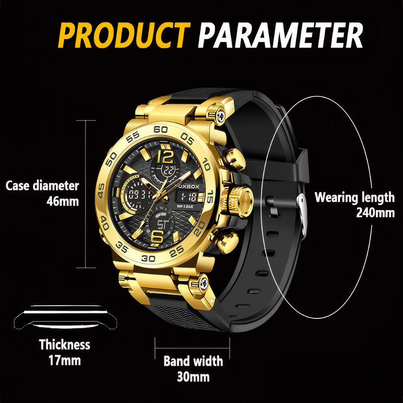 Luminous Waterproof Sports Men's Quartz Watch with Silicone Strap