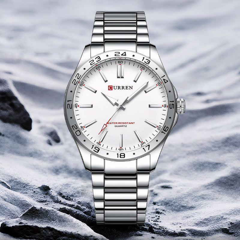 Waterproof Men's Quartz Watch With Stainless Steel Strap