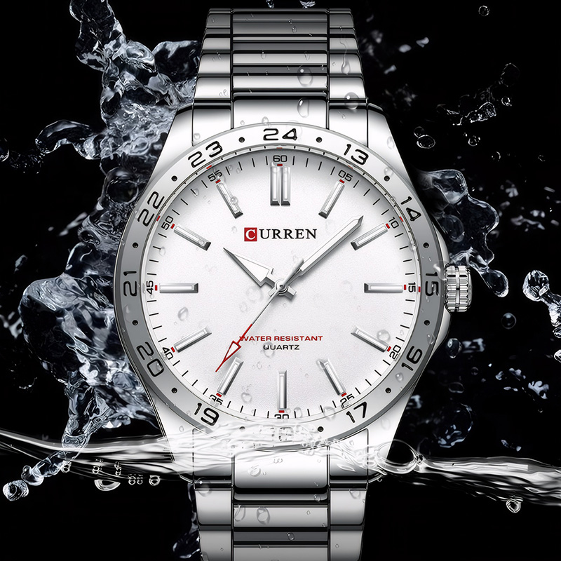 Waterproof Men's Quartz Watch With Stainless Steel Strap