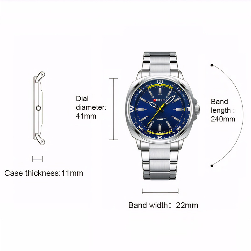 Waterproof Sports Stainless Steel Men's Quartz Watch