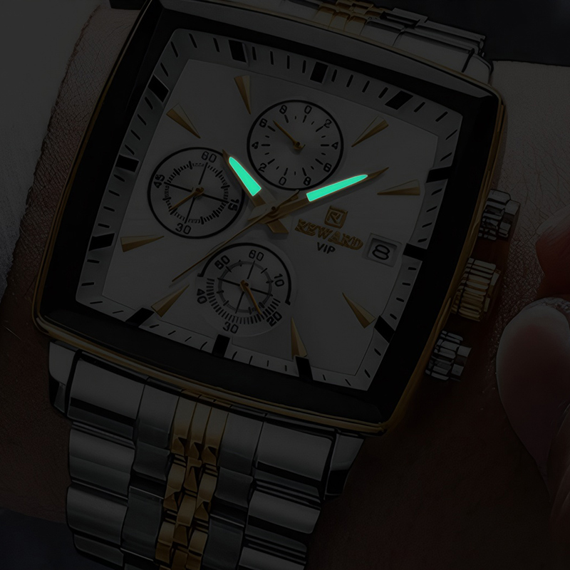 Waterproof Luminous Calendar Steel Strap Men's Square Watch