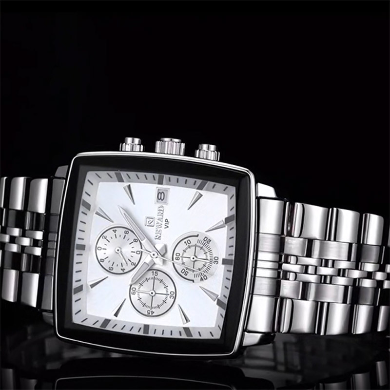 Waterproof Luminous Calendar Steel Strap Men's Square Watch