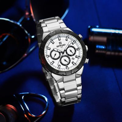 Waterproof Sports Men's Quartz Watch With Stainless Steel Strap