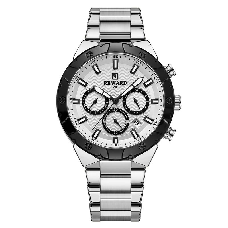 Waterproof Sports Men's Quartz Watch With Stainless Steel Strap