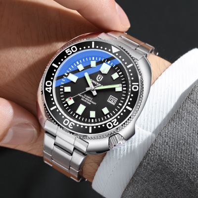 Luminous Black Dial Men's Sports Watch With Stainless Steel Strap