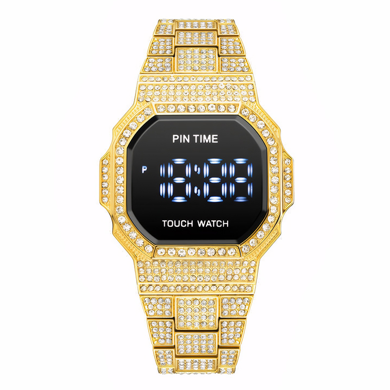 Iced Square Touch Dial Men's Quartz Watch