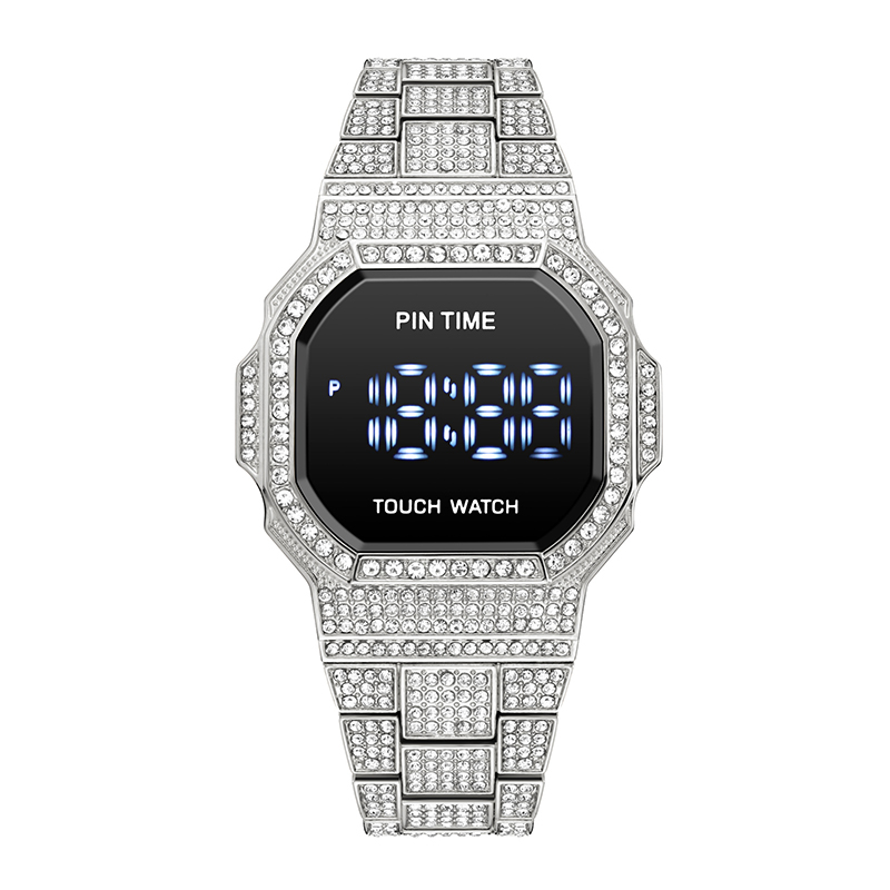 Iced Square Touch Dial Men's Quartz Watch